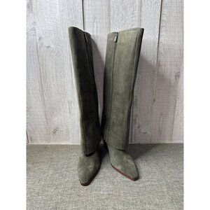 Vince Camuto VC Tibani Forrest Green Womens Sz 8.5 Suede Knee High Wedge Boots